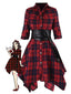 Robe Swing Vintage Année 50 Boutonnée à Carreaux Avec Ceinture Chic