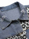 Veste en jean patchwork léopard bleu des années 1980