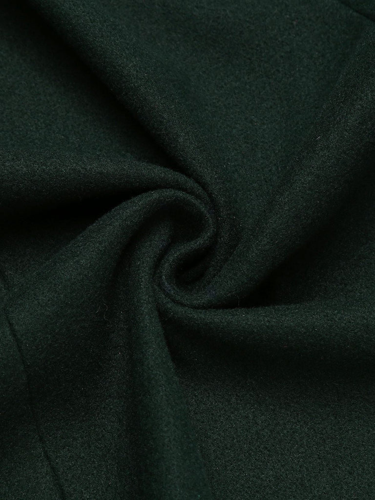 Manteau à Boutons Uni Vert Foncé Années 1950 12