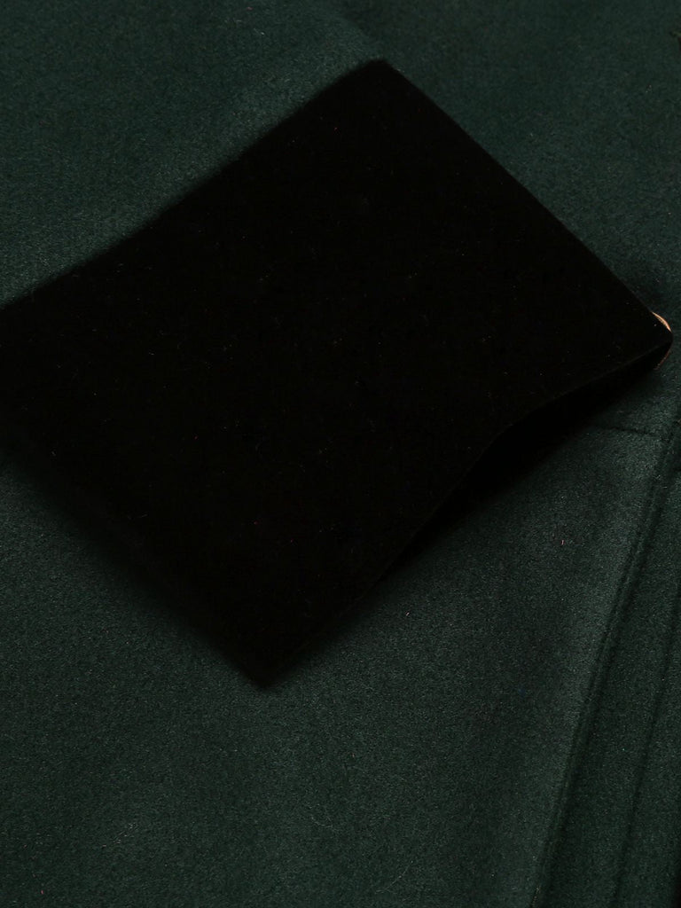 Manteau à Boutons Uni Vert Foncé Années 1950 13