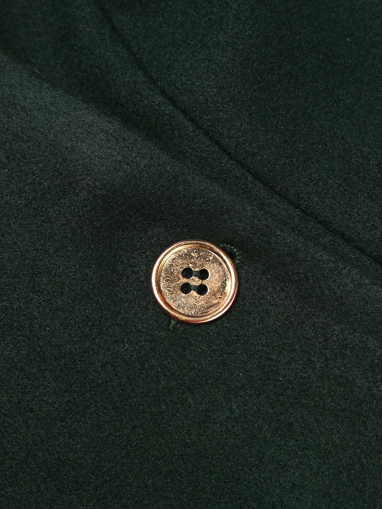 Manteau à Boutons Uni Vert Foncé Années 1950 9