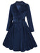Manteau Long Velours Bleu Marine Années 1950 6