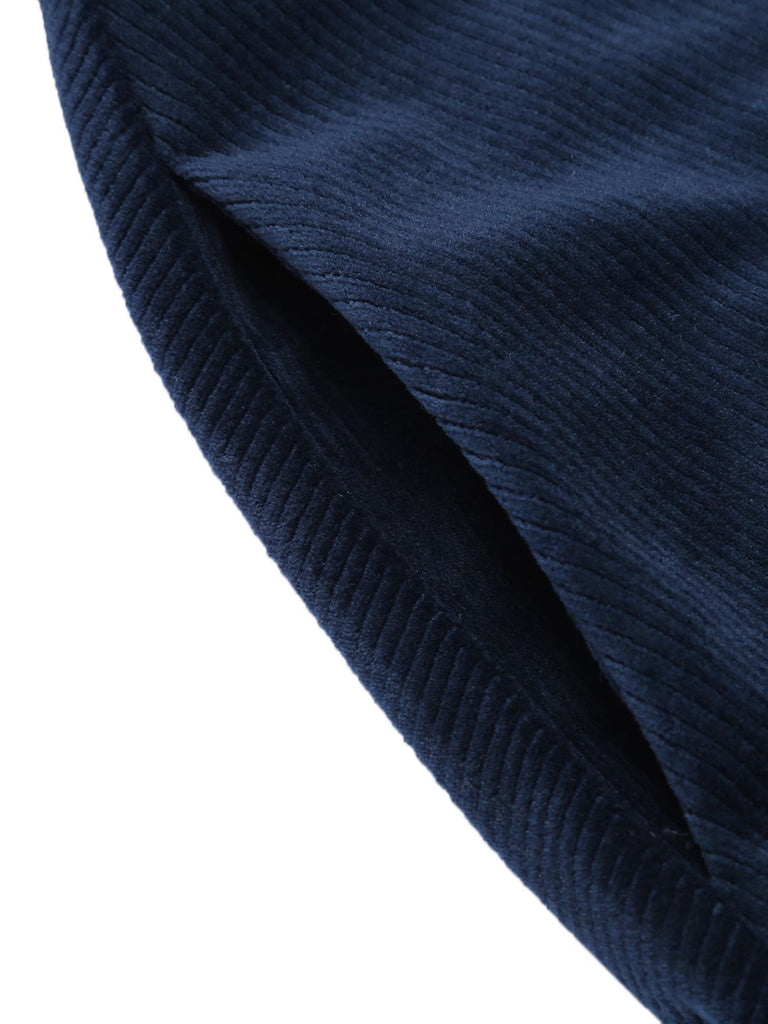 Manteau Long Velours Bleu Marine Années 1950 12