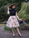 Robe vintage patchwork papillon noire des années 1950 Cocktail Chic