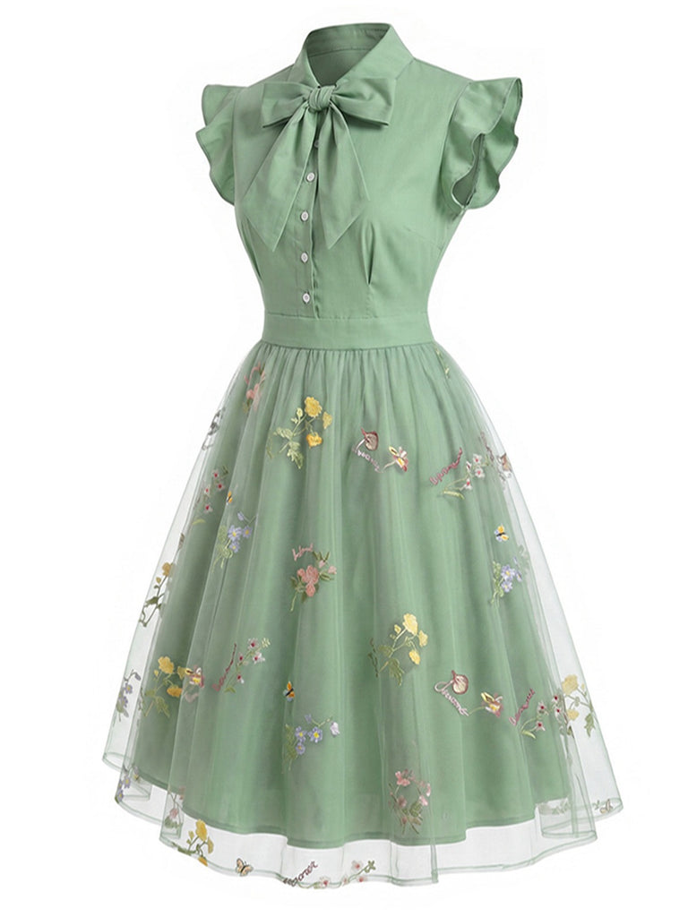 Robe vintage patchwork papillon noire des années 1950 Cocktail Chic