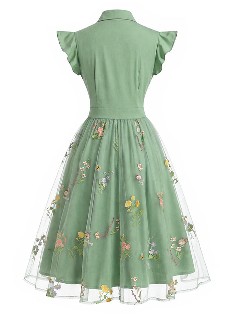 Robe vintage patchwork papillon noire des années 1950 Cocktail Chic