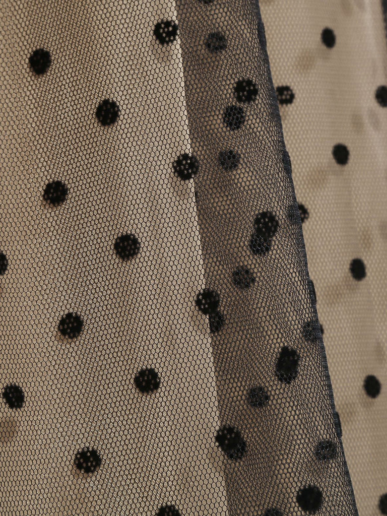 Robe patchwork noire à pois et épaules dénudées des années 1950 Cocktail