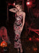 [Prévente] Robe noire Halloween à motif toile d’araignée des années 1960