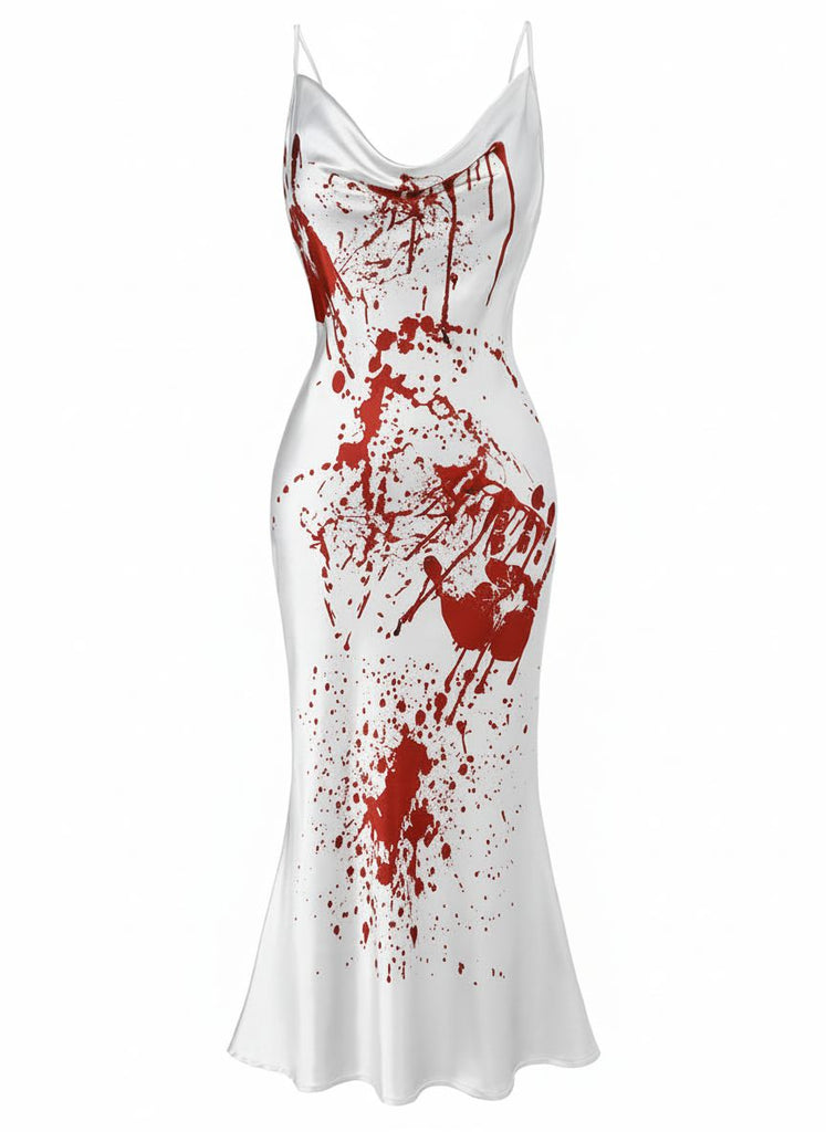 [Prévente] Robe blanche en queue de poisson d'Halloween des années 1960