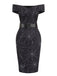 Robe noire à épaules dénudées en toile d'araignée des années 1960