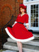 Robe de Noël en peluche rouge des années 1950 Chic
