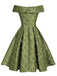 Robe trapèze verte à épaules dénudées et revers des années 1950 5