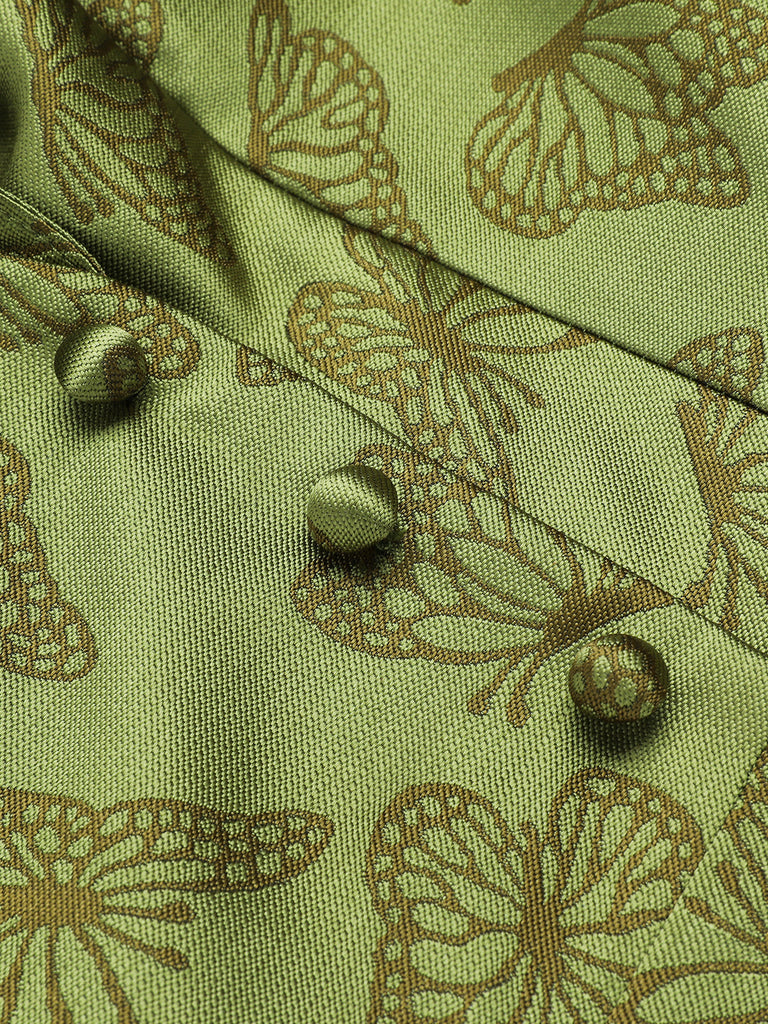 Robe trapèze verte à épaules dénudées et revers des années 1950 8