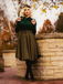Robe en tricot à carreaux vert foncé des années 1950 Cocktail Chic