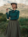 Robe en tricot à carreaux vert foncé des années 1950 Cocktail Chic