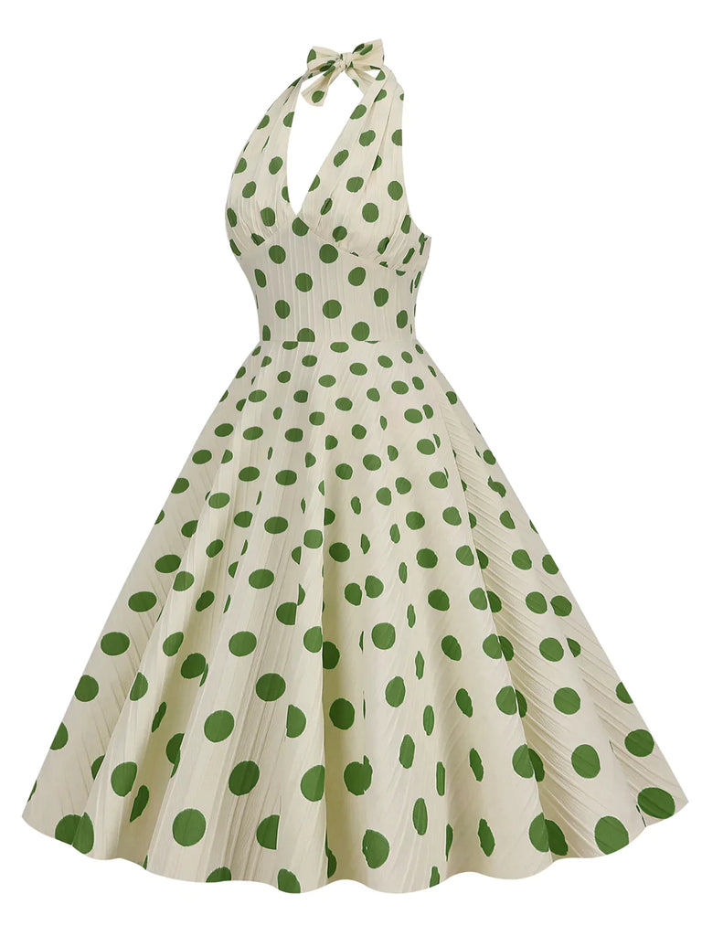 Robe trapèze dos nu à pois des années 1950 Cocktail Chic