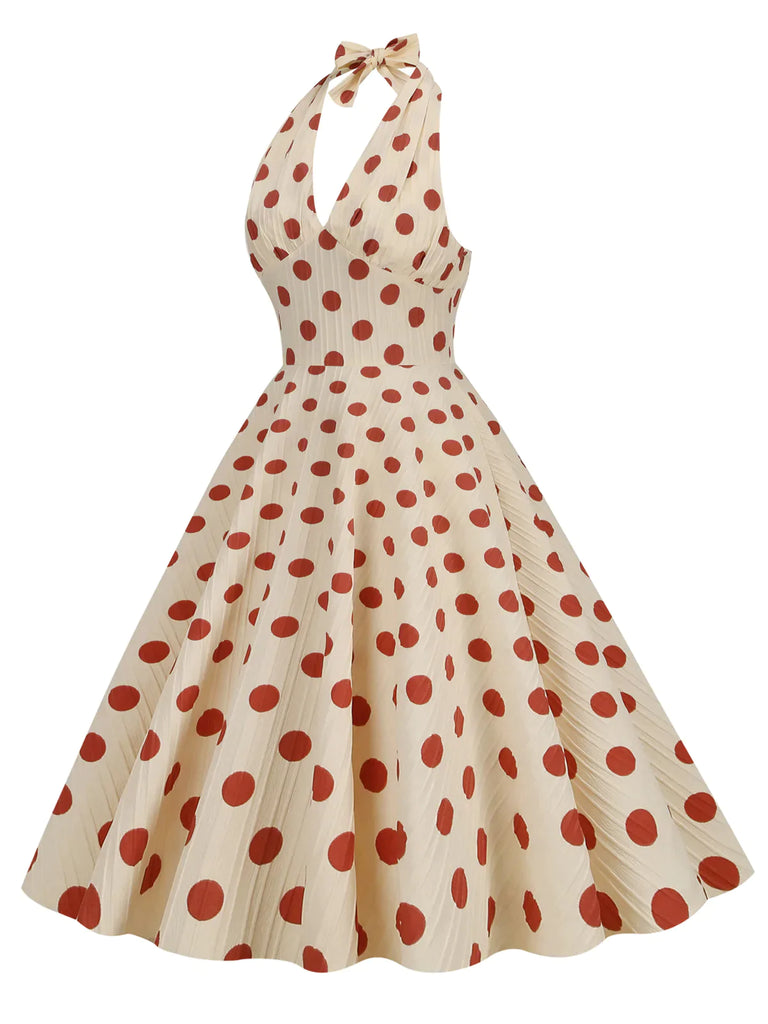 Robe trapèze dos nu à pois des années 1950 Cocktail Chic