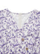 Robe violette col V et boutons motif lapin et fleurs années 40
