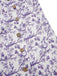 Robe violette col V et boutons motif lapin et fleurs années 40