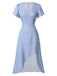 Robe violette col V et boutons motif lapin et fleurs années 40