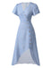 Robe violette col V et boutons motif lapin et fleurs années 40