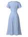 Robe violette col V et boutons motif lapin et fleurs années 40
