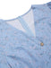 Robe violette col V et boutons motif lapin et fleurs années 40