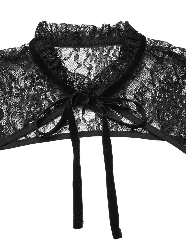 [Prévente] Cape noire en dentelle à manches cloche années 1930