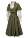 [Prévente] 2PCS robe vertes victoriennes col jabot et nœud et cape courte années 1950