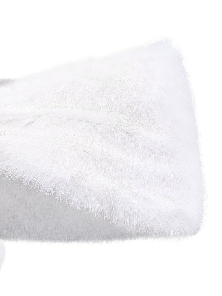 [Prévente] Cape à pompons en fausse fourrure blanche unie style années 1970