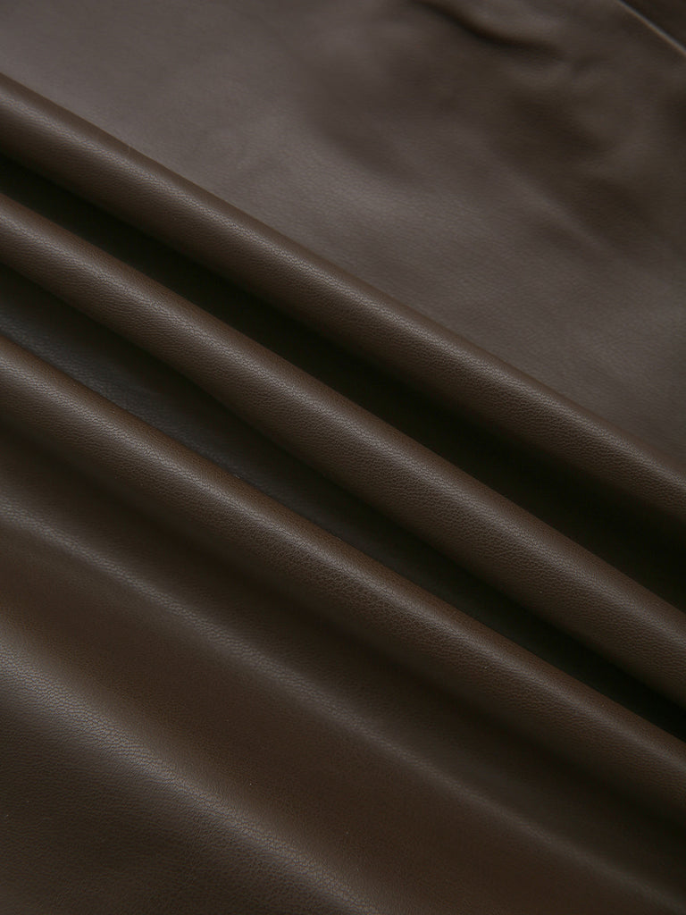 Skirt Taille Haute PU Leather Fendu Ceinturé Maxi Années 1970 9