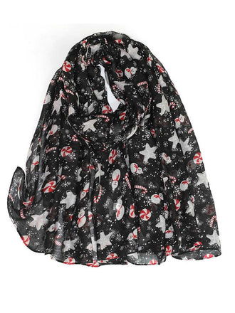 Écharpe en soie imprimée de dessins animés de Noël vintage