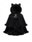 [Prévente] Cape à capuche style chat noire et fourrure synthétique des années 1960