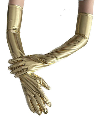 Gants en cuir verni unis à doigts complets