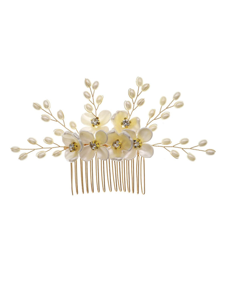 Accessoires pour Cheveux en Perles Blanches et Cristaux Floraux