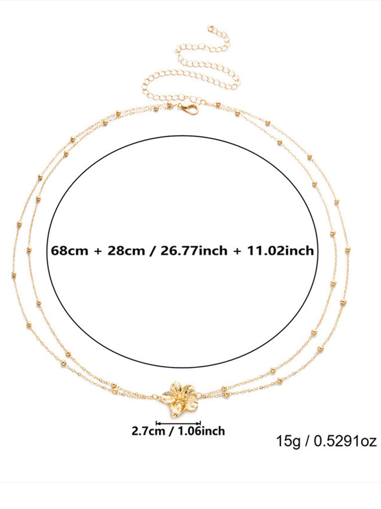 Chaîne de Taille Perlé Fleur Double Couche Doré 5