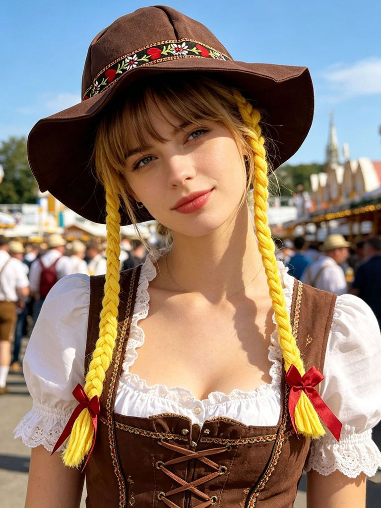 Accessoires Vintage Brodé Flower Jaune Braided Hat