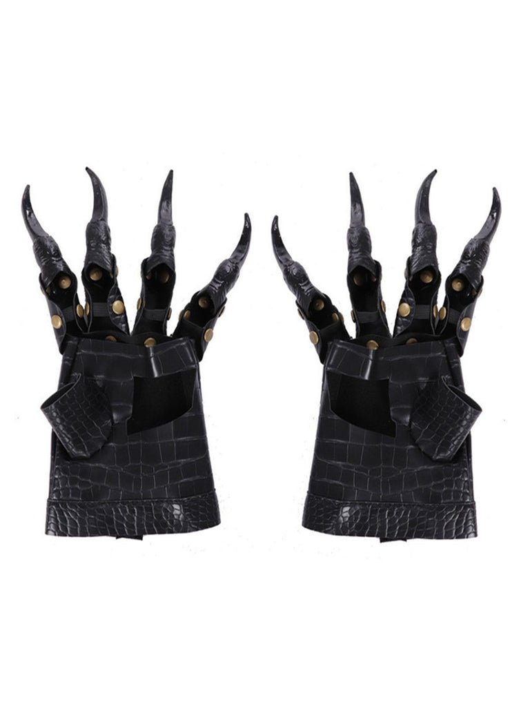 Gants Sans Doigts Noir Effet Crocodile Griffes Déguisement Dragon