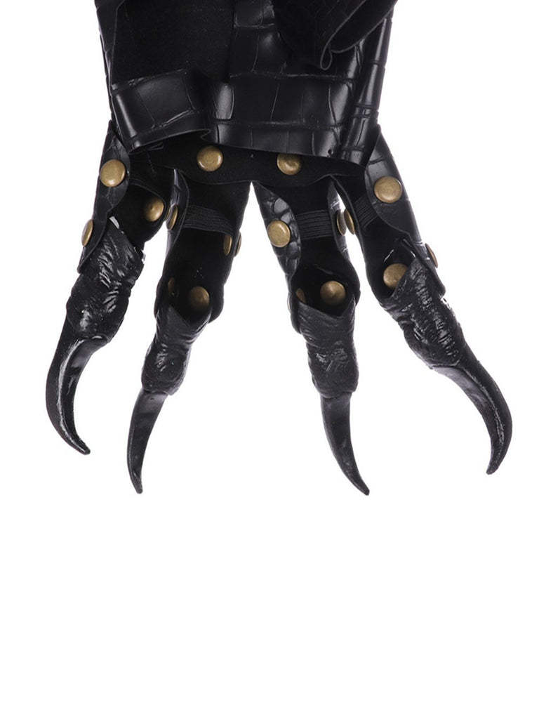 Gants Sans Doigts Noir Effet Crocodile Griffes Déguisement Dragon