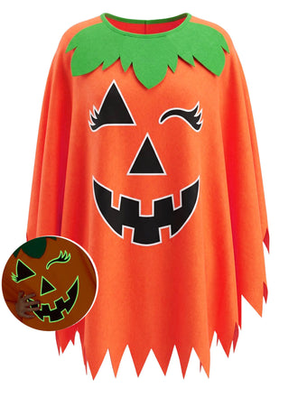 Ensemble cape orange phosphorescente à citrouille et bandeau d’Halloween années 1940