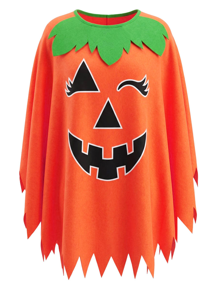 Ensemble cape orange phosphorescente à citrouille et bandeau d’Halloween années 1940