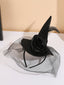 Bandeau Chapeau De Sorcière Noir Rose Satin Plume Et Voile Tulle