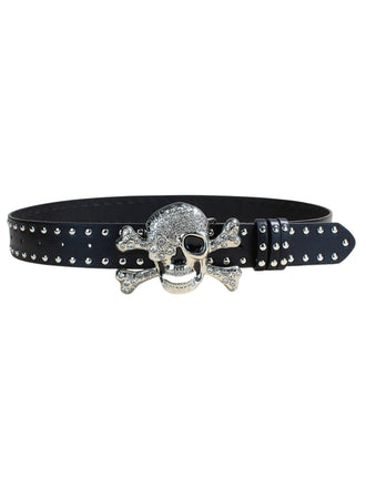 Accessoires Halloween Tête de Mort Rhinestone Studded Gothique Belt