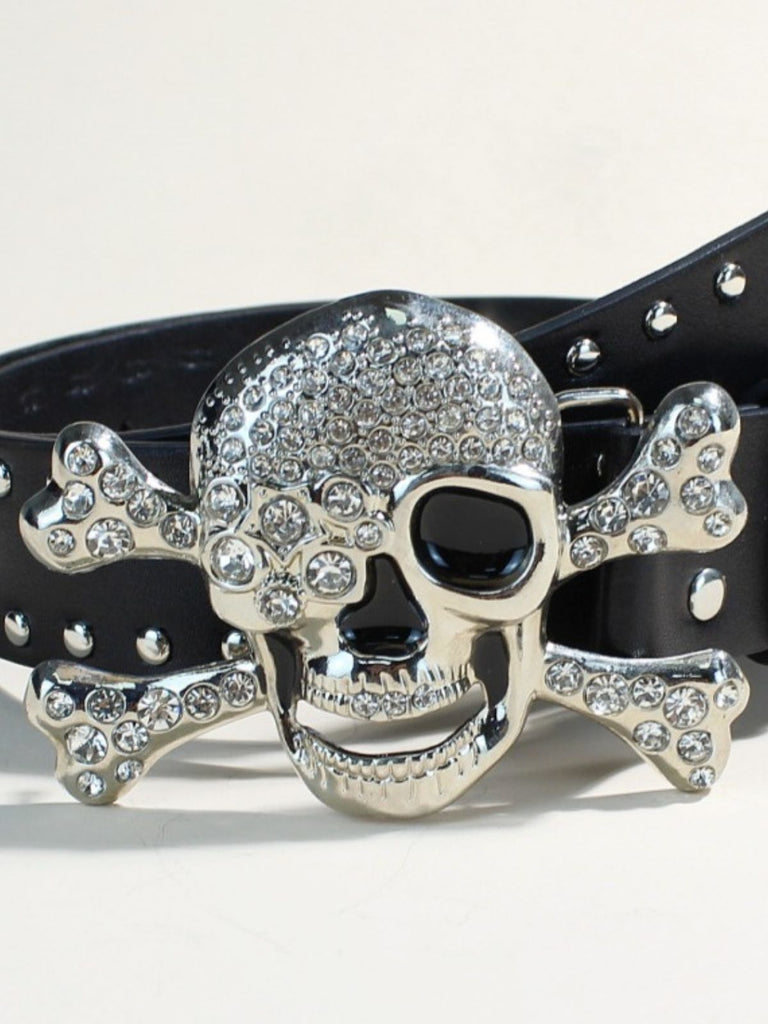 Accessoires Halloween Tête de Mort Rhinestone Studded Gothique Belt