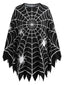 Cape noire motif de toile d'araignée d'Halloween et ourlet dentelé années 60