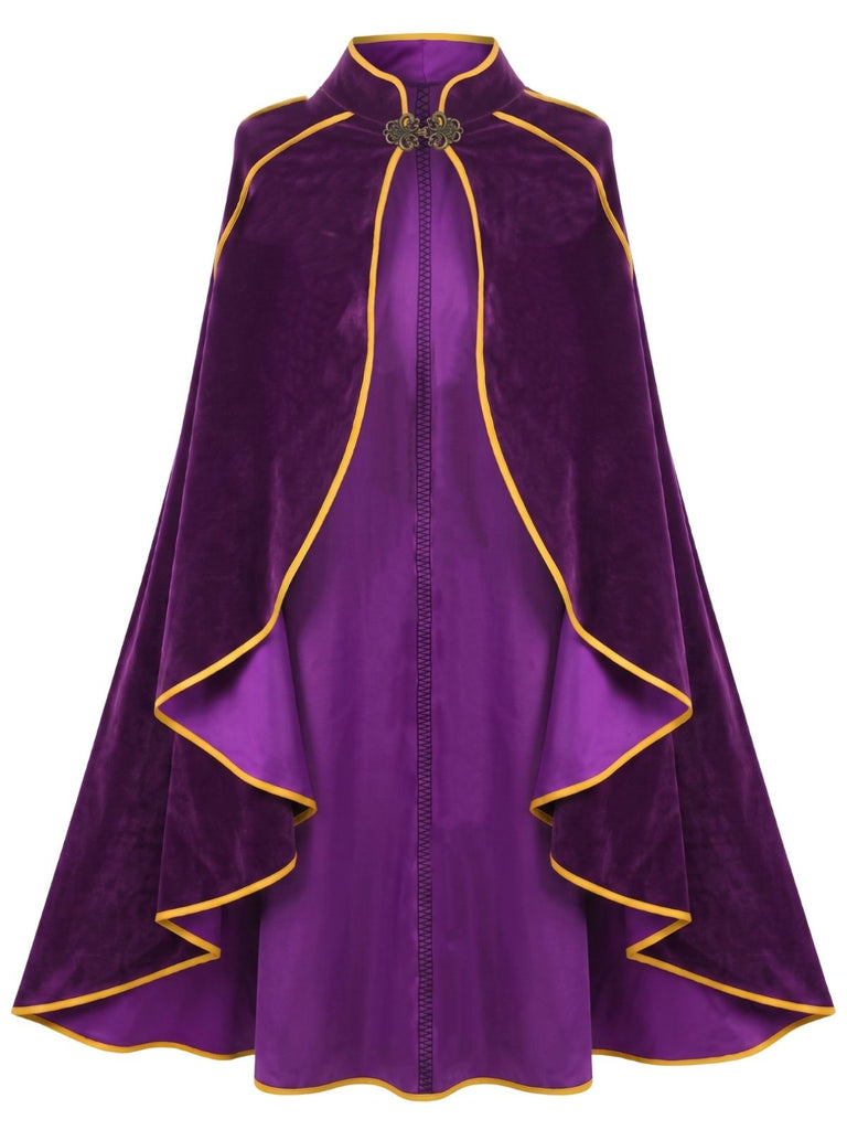 Cape royale en daim à bordure dorée pour Halloween années 1950