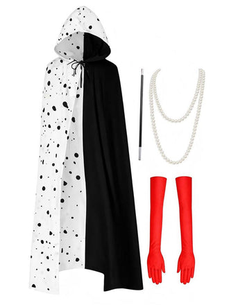 Ensemble 2 pièces inspiré de Cruella : cape à pois et robe années 1930