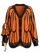 Cardigan Tricoté Papillon Monarque Orange Années 1950