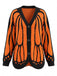 Cardigan Tricoté Papillon Monarque Orange Années 1950