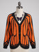 Cardigan Tricoté Papillon Monarque Orange Années 1950